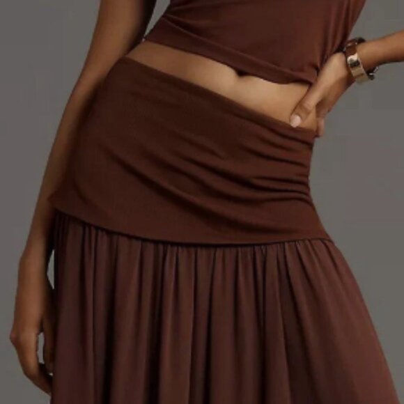 Brand New By Anthropologie Dropped Yoke-Waist Maxi Skirt - Picture 5 of 6